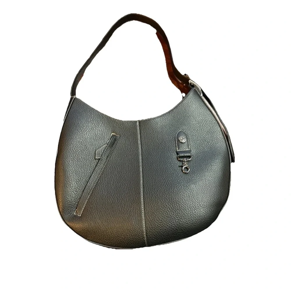 Max Studio The Pebble Grain Travel Hobo Black Bag - XL